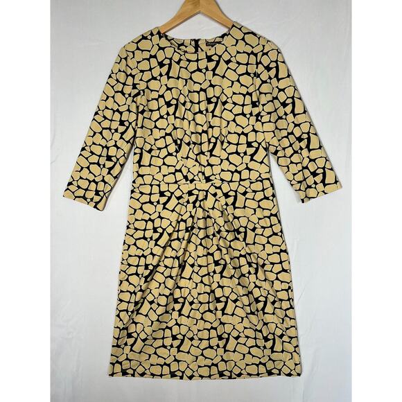 J McLaughlin Catalina Cloth Sheath Dress Womens Size Large USA Made Black Yellow